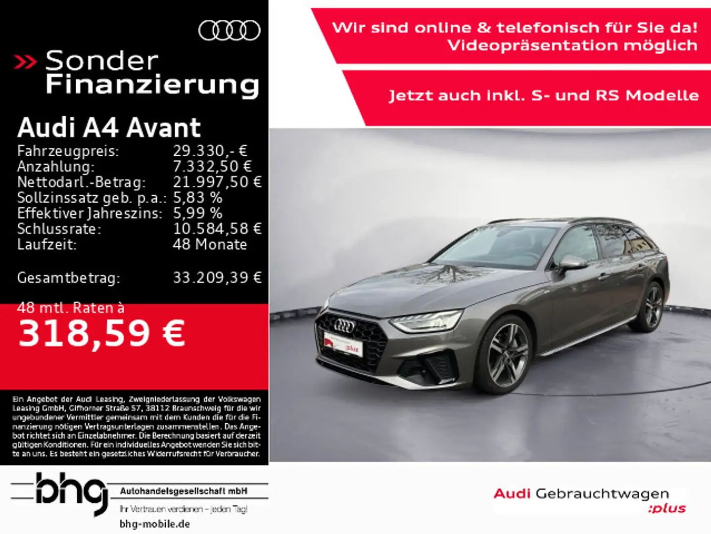 Audi A4 40 TDI S-line Grau - 1