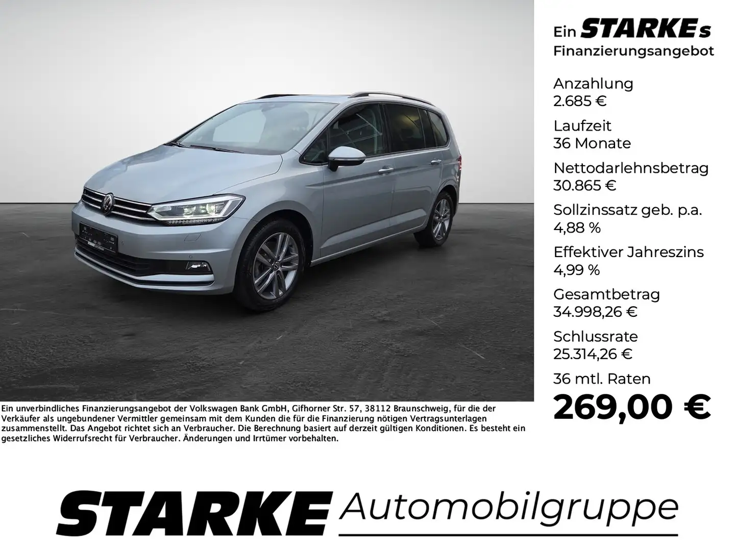 Volkswagen Touran 1.5 TSI DSG Comfortline Silber - 1
