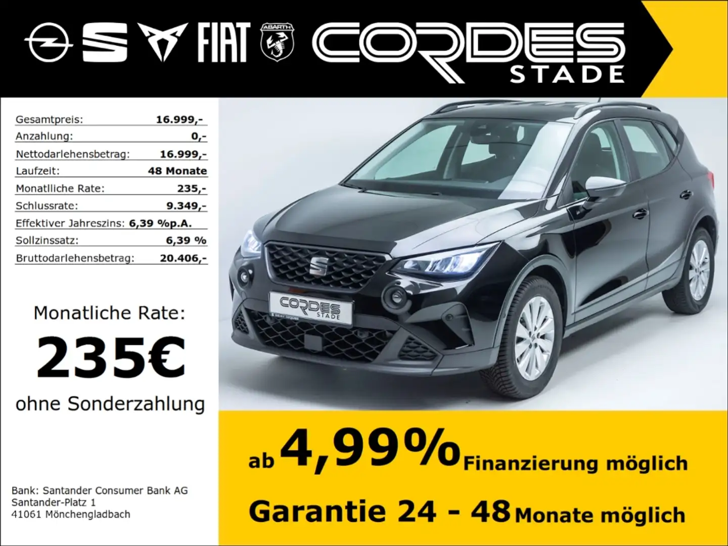 SEAT Arona Style Pro Fast Lane 1.0 TSI Allwetter PDC Kamera ( Чорний - 1