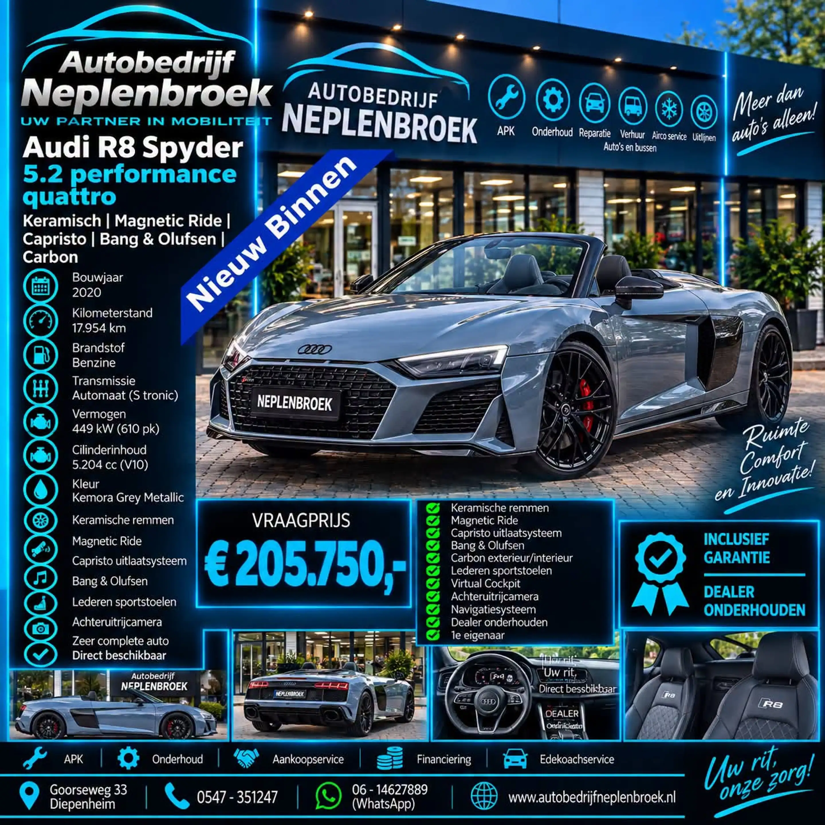 Audi R8 Spyder 5.2 performance quattro *Keramisch / Magnet