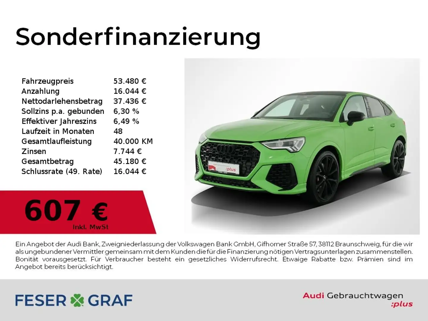 Audi RS Q3 Sportback Pano,280km/h,AHK,RS-Sportabgas, Grün - 1