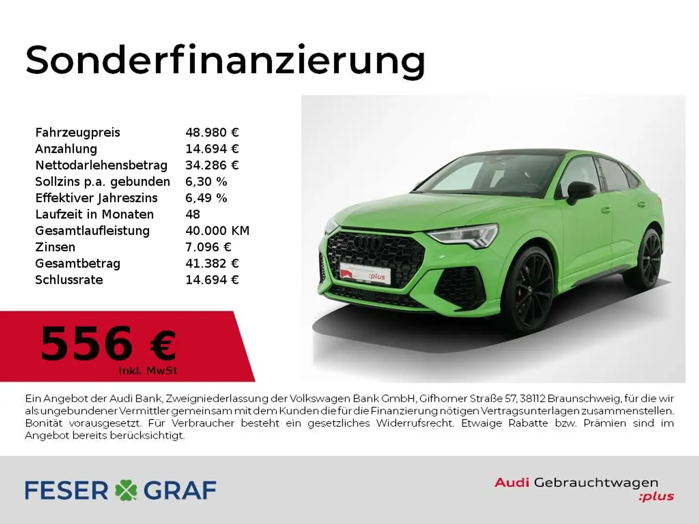 Audi RS Q3 Sportback Pano,280km/h,AHK,RS-Sportabgas, Verde - 1