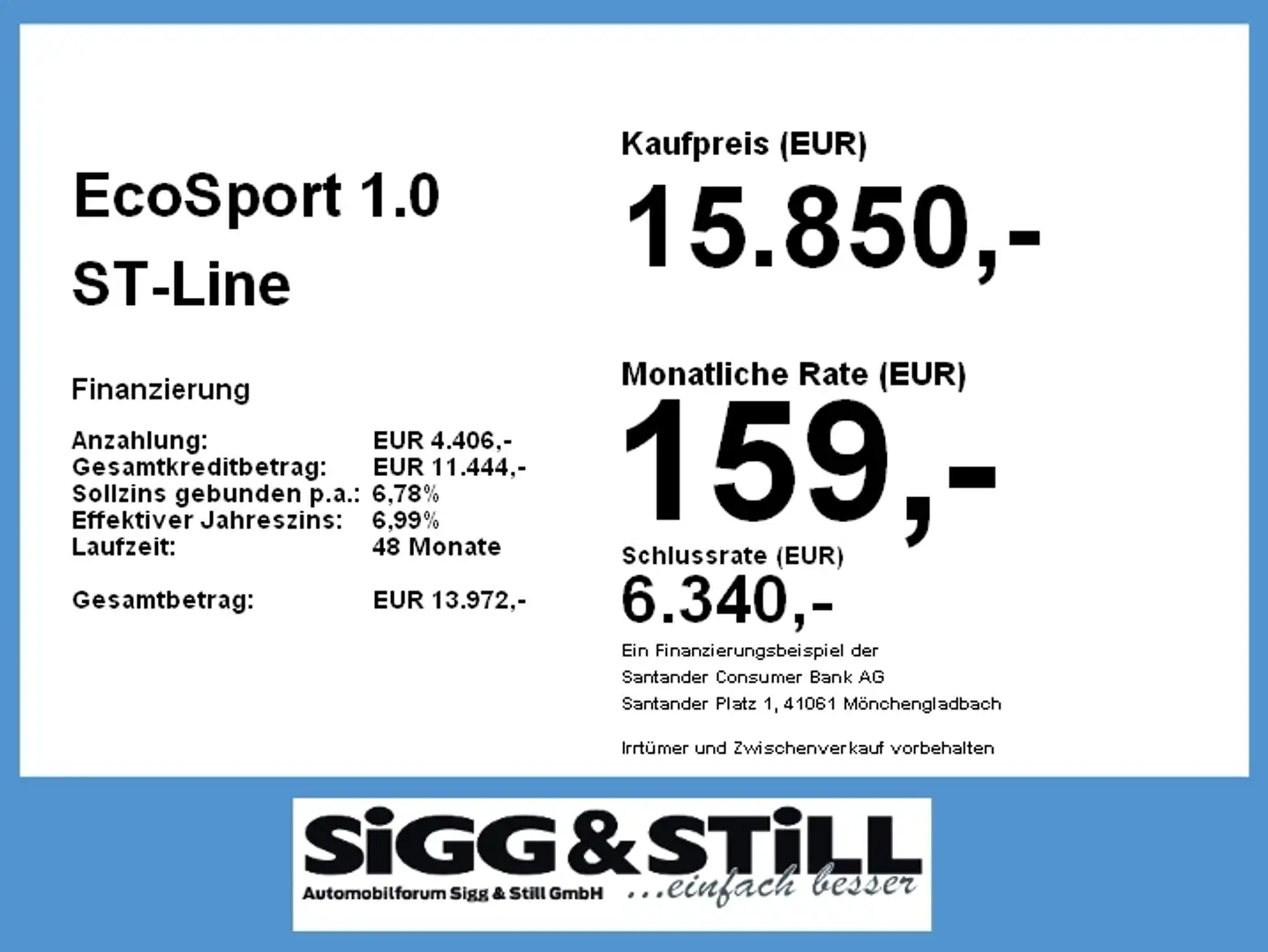 Ford EcoSport 1.0 ST-Line LED*NAVI*B&O*TWA*SHZ*PDC*CAM Noir - 2