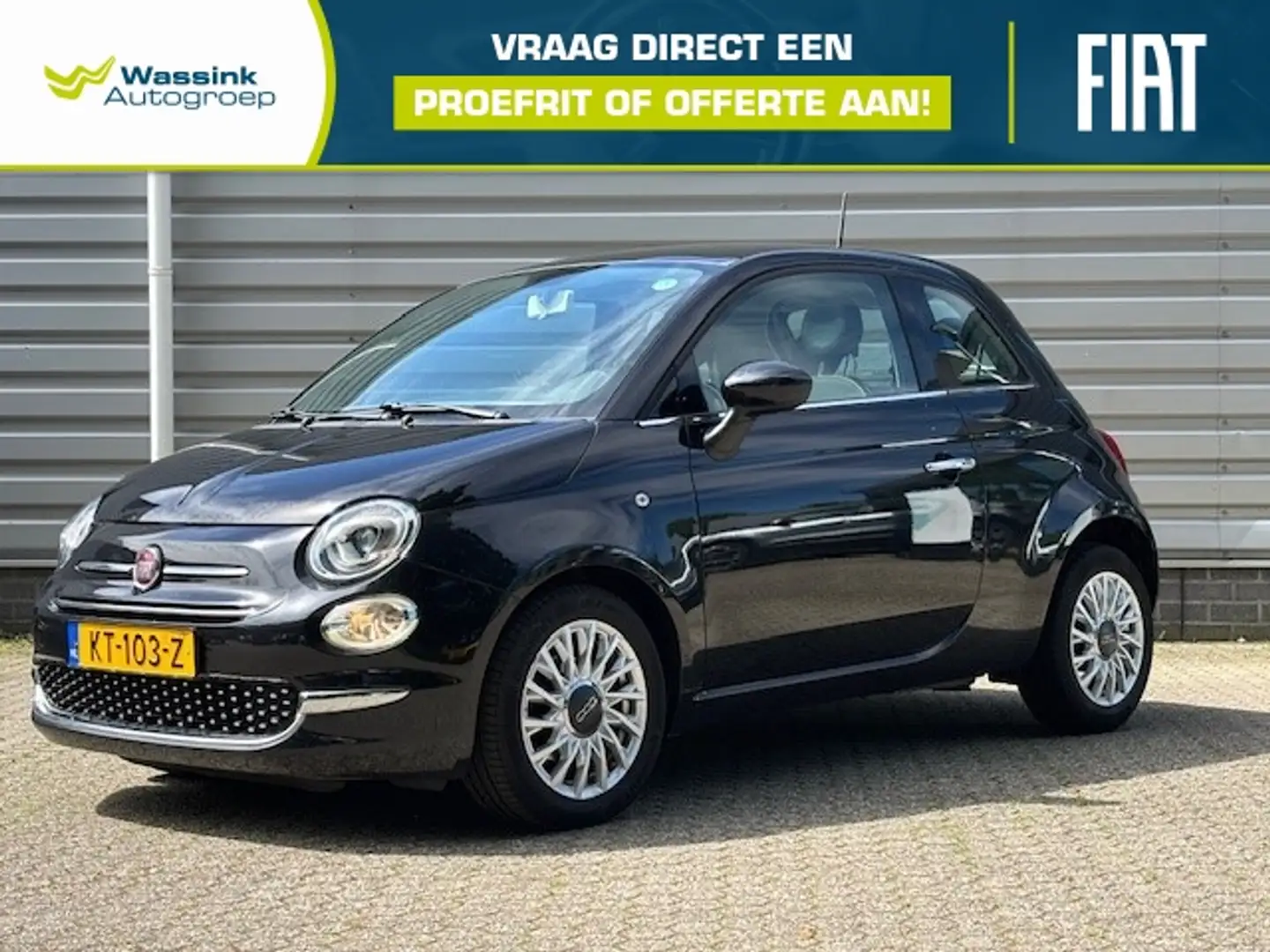 Fiat 500 Turbo 80pk Dualogic Automaat I Lounge I U Connect Zwart - 1