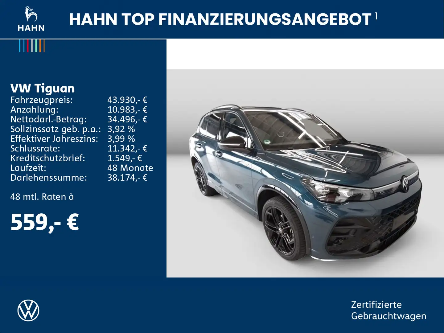Volkswagen Tiguan 1.5 eTSI DSG R-Line AHK Navi CAM Harman Blau - 2
