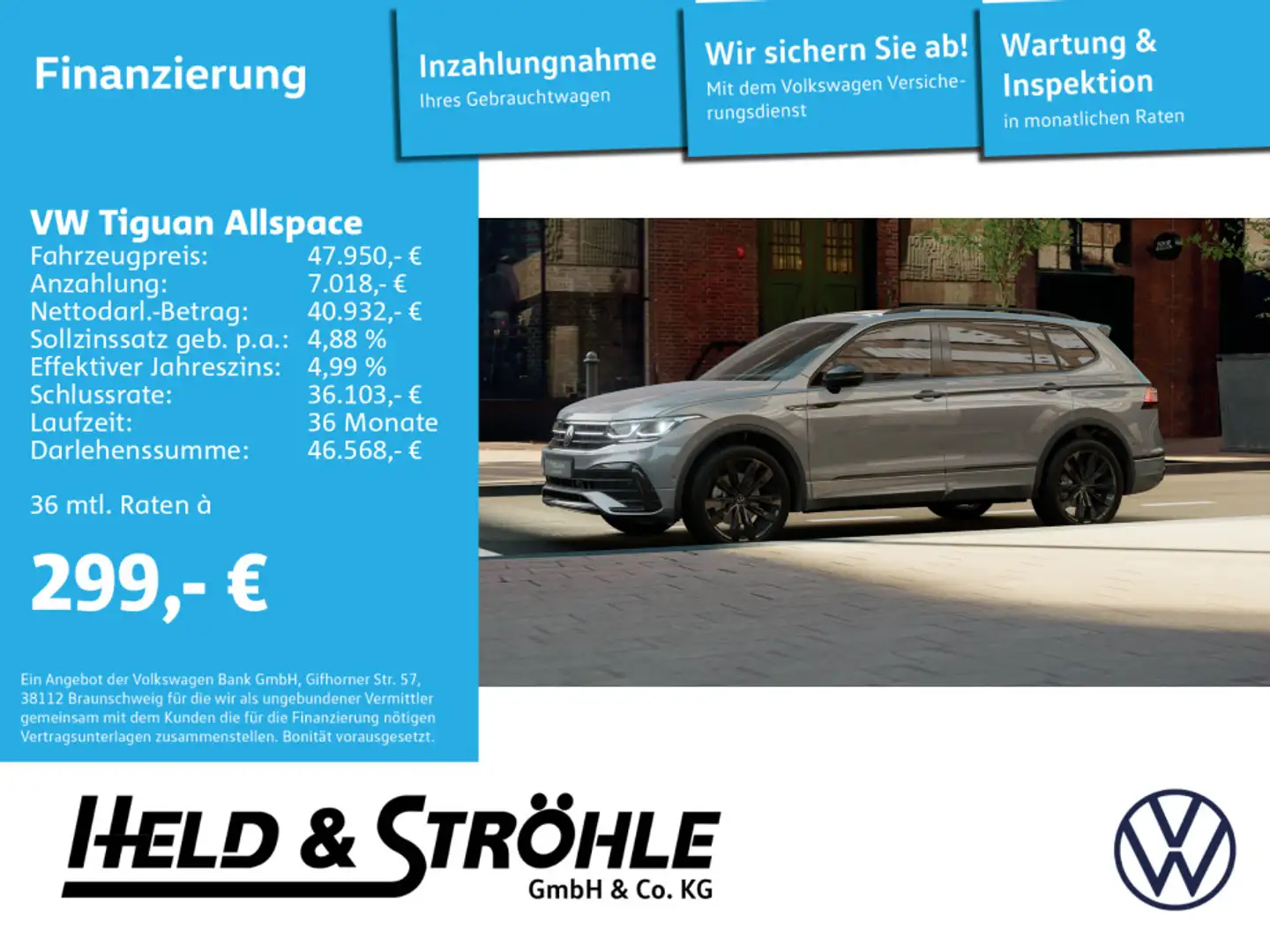 Volkswagen Tiguan Allspace R-Line 2.0 TSI IQ PANO AHK 360° Grau - 1