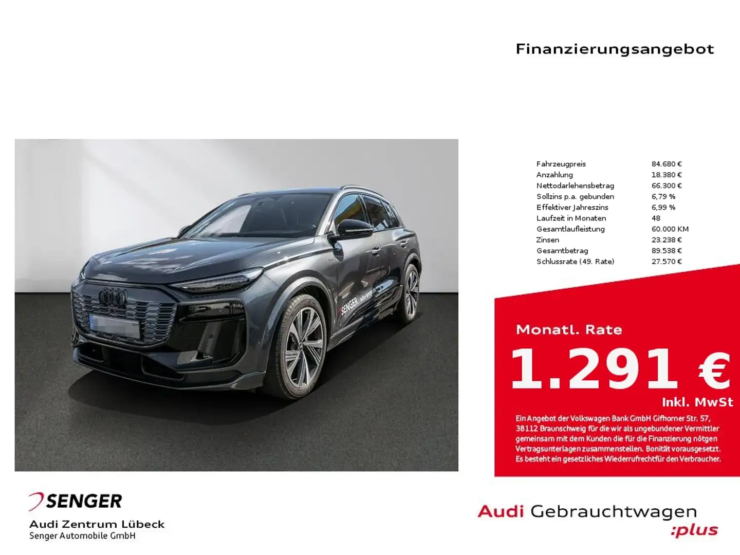 Audi Q6 e-tron e-tron quattro Digitales Cockpit Navi Pano Grau - 1