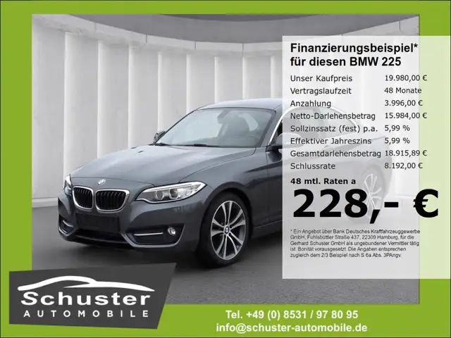 BMW 225 d Coupe Sport Line*Autom AHK Leder Harm/Kard