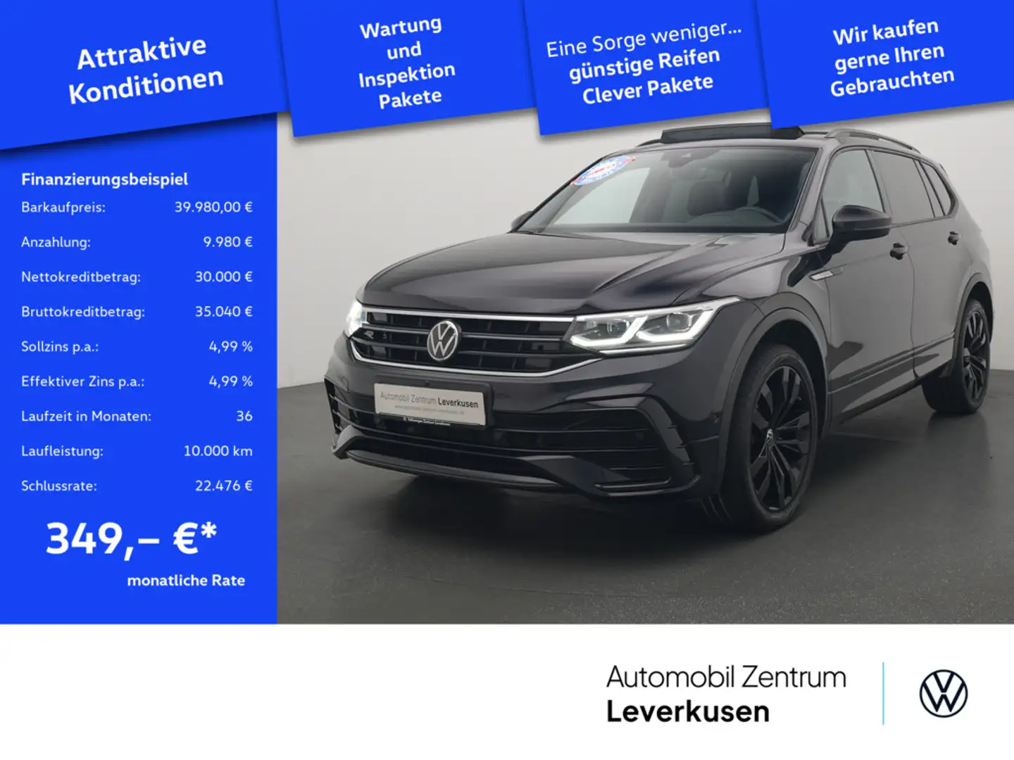 Volkswagen Tiguan Allspace 2.0 R-Line 4M ACC AHK PANO Schwarz - 1