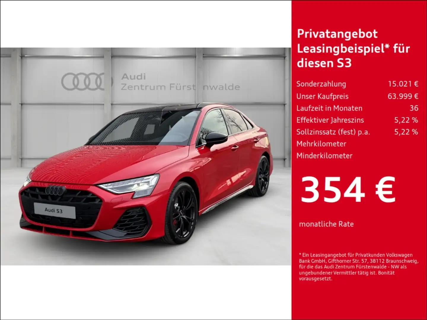 Audi S3 Limo Quattro TFSI S tronic+Panodach+Performance Ab Rot - 1