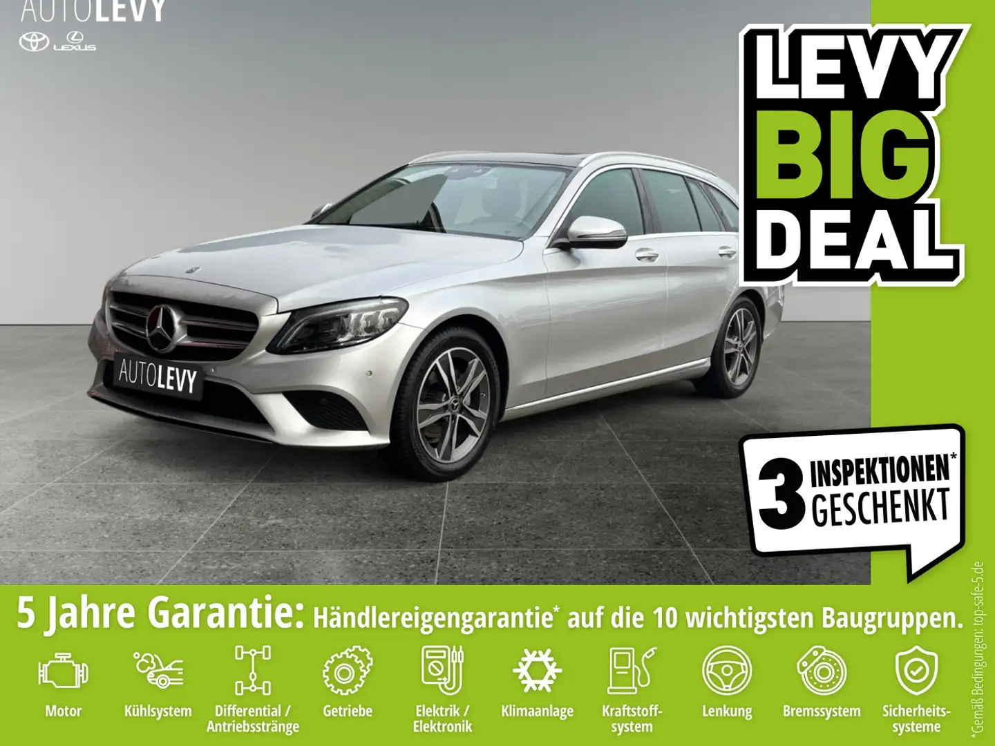 Mercedes-Benz C 180 C180 T Avantgarde 9G-tronic Pano+AHK+Matrix LED Silber - 1