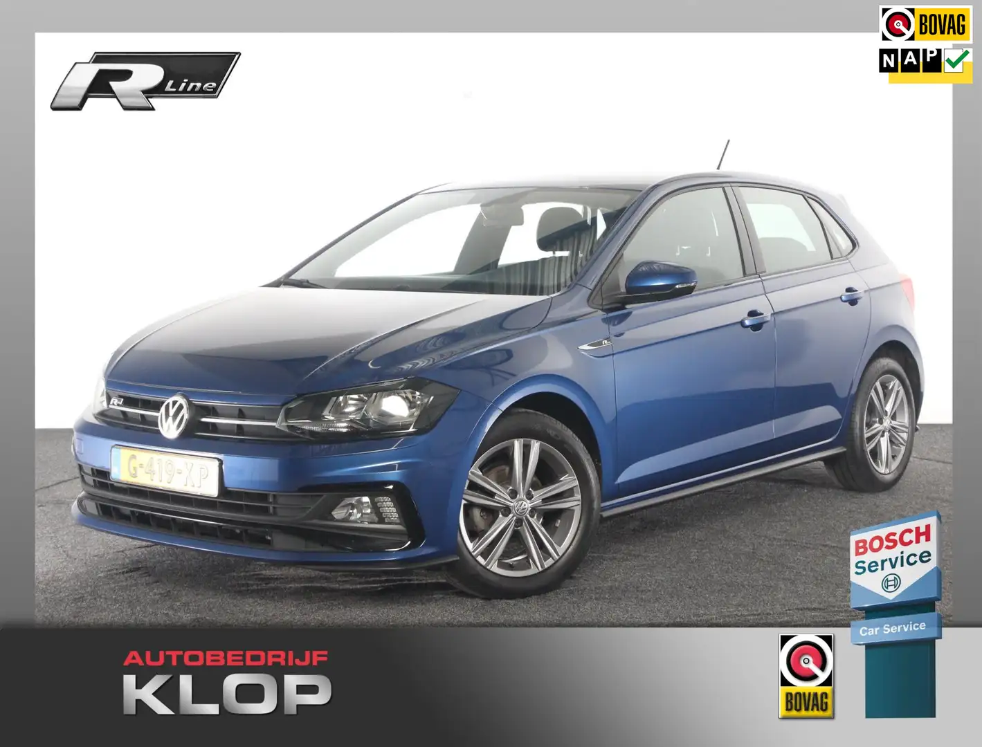 Volkswagen Polo 1.0 TSI R-line 2X / Key-less / Camera / Navigatie Blauw - 1