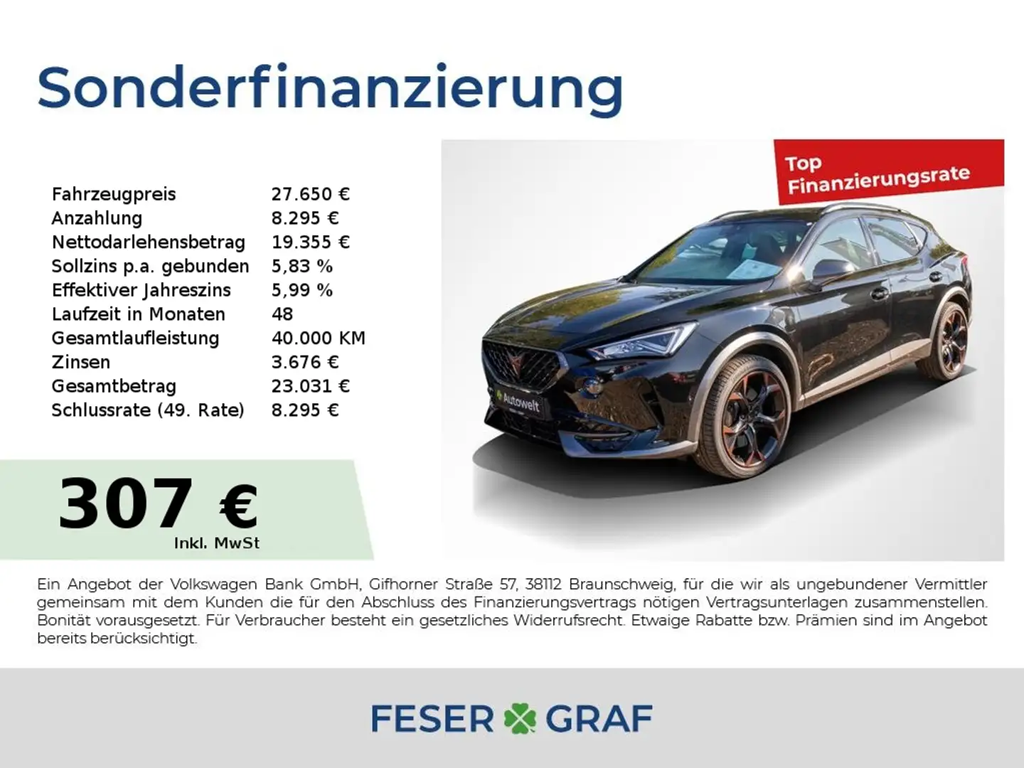 CUPRA Formentor VZ 1.4 TSI e-Hybrid DSG LED / PDC Schwarz - 1