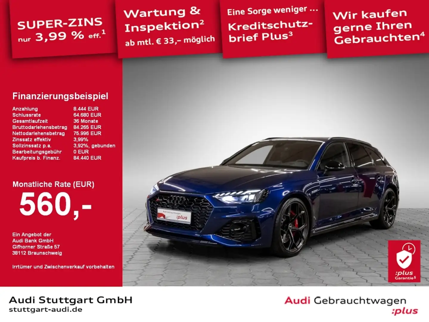 Audi RS4 RS 4 Avant quattro tiptronic Memory SHZ Keyless Blau - 1