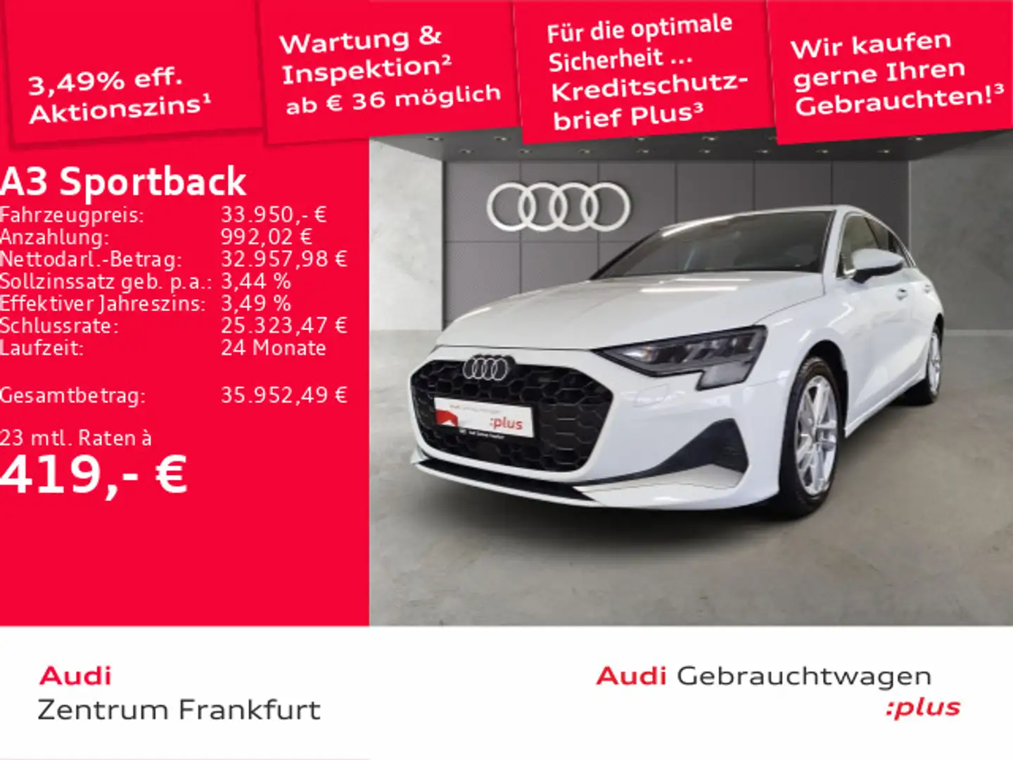 Audi A3 35 TDI S tronic advanced LED ACC DA Weiß - 1
