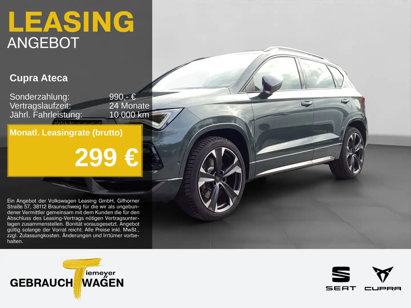 CUPRA Ateca VZ 2.0 TSI PANO AHK SUPER-S LEDER eKLAPPE Grün - 1