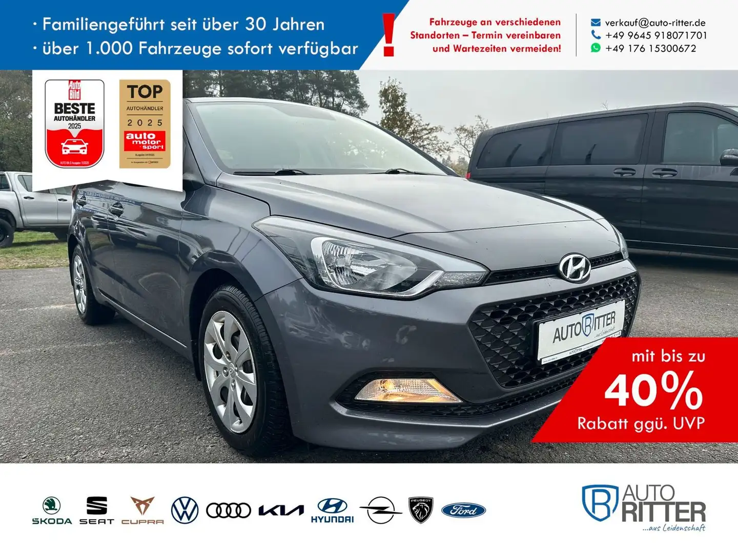 Hyundai i20 Sitzheizung Klima TÜV Neu Grau - 1