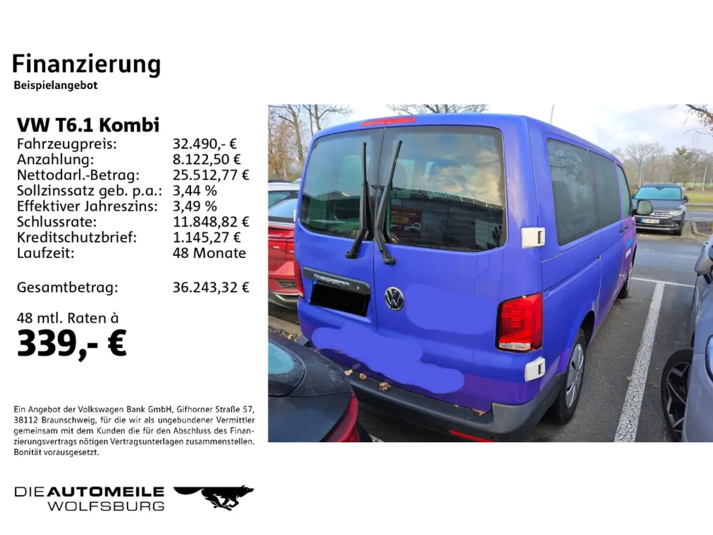 Volkswagen T6.1 Kombi KR 2.0 TDI DSG Einparkhi/ZV Weiß - 2