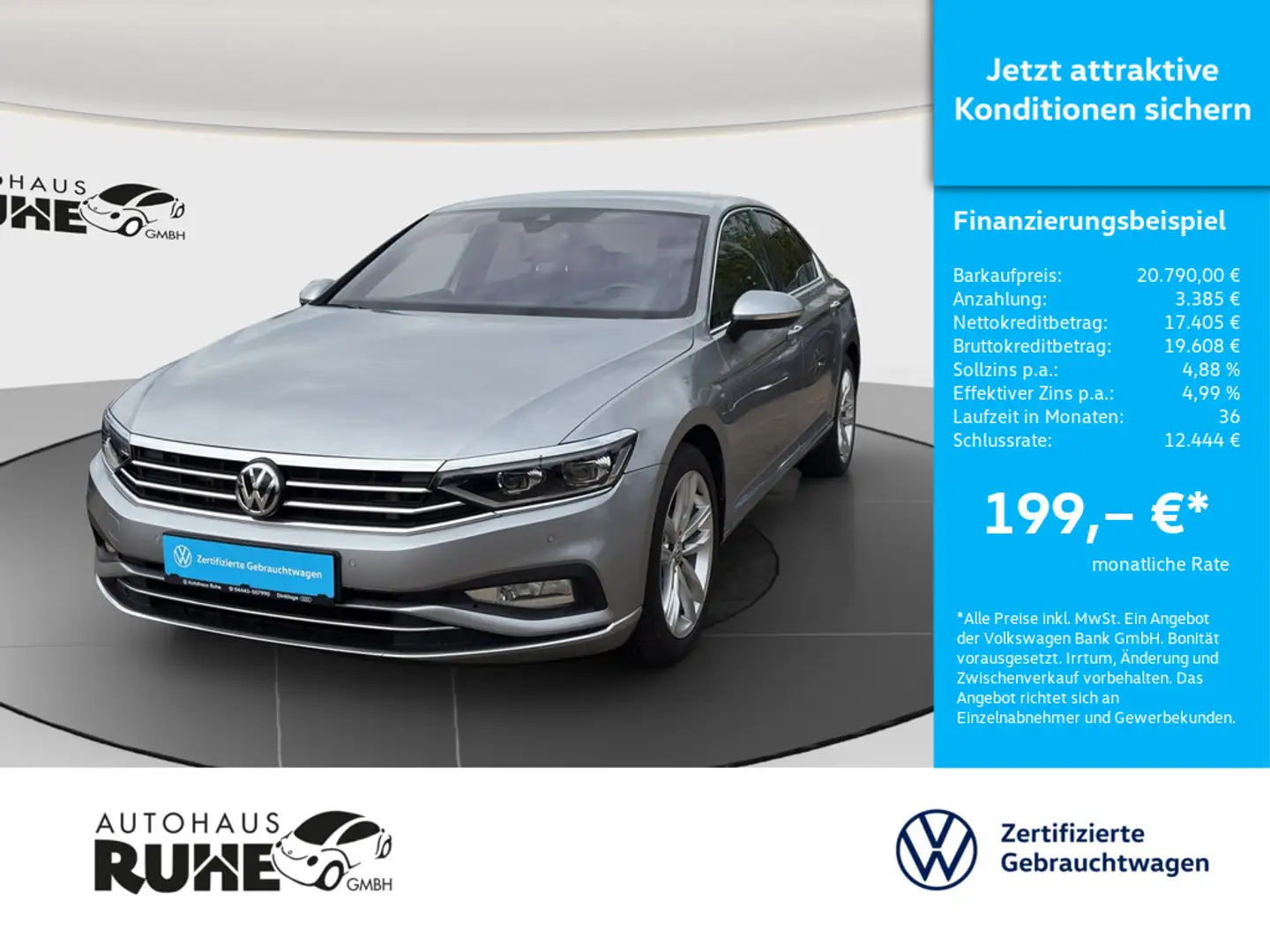 Volkswagen Passat Elegance Limousine 1.5 TSI 110 kW ACC Silber - 1