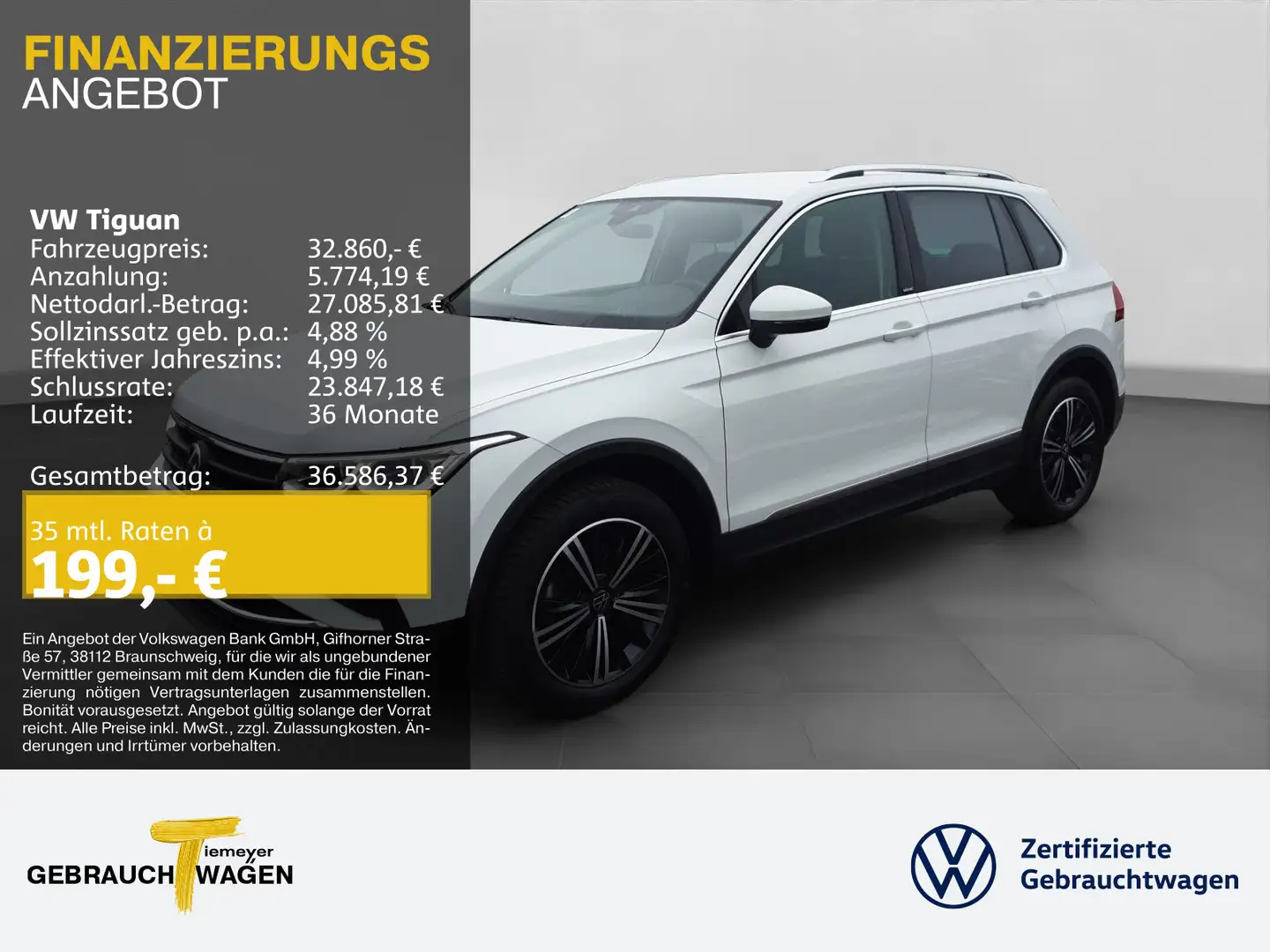 Volkswagen Tiguan 2.0 TDI 4M MOVE MATRIX KAMERA NAVI AHK Weiß - 1