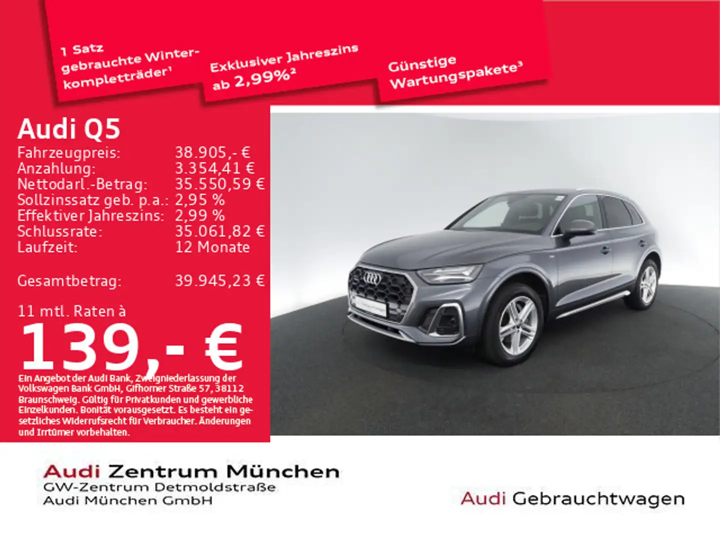 Audi Q5 40 TDI qu. S tronic 2x S line AHK/Virtual+ Grau - 1