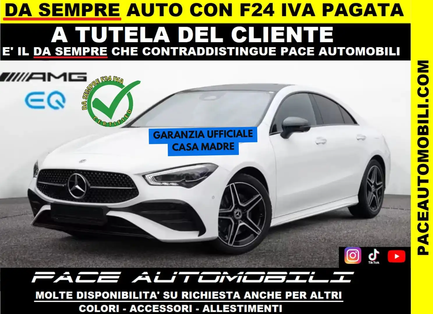 Mercedes-Benz CLA 220 D AMG PREMIUM MBUX 64 COLOR LED NIGHT PACK TETTO Bianco - 1