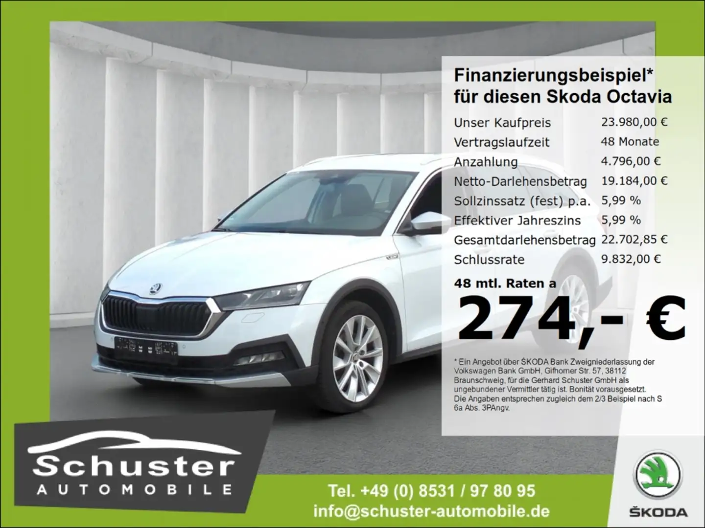 Skoda Octavia Combi SCOUT 4x4 TDI*pACC Head-Up R-Kam Weiß - 1