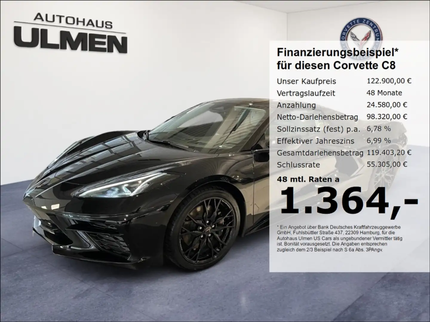 Corvette C8 Stingray 3LT Voll +€5.000,- Inzahlungnahme-Prämie* Schwarz - 1