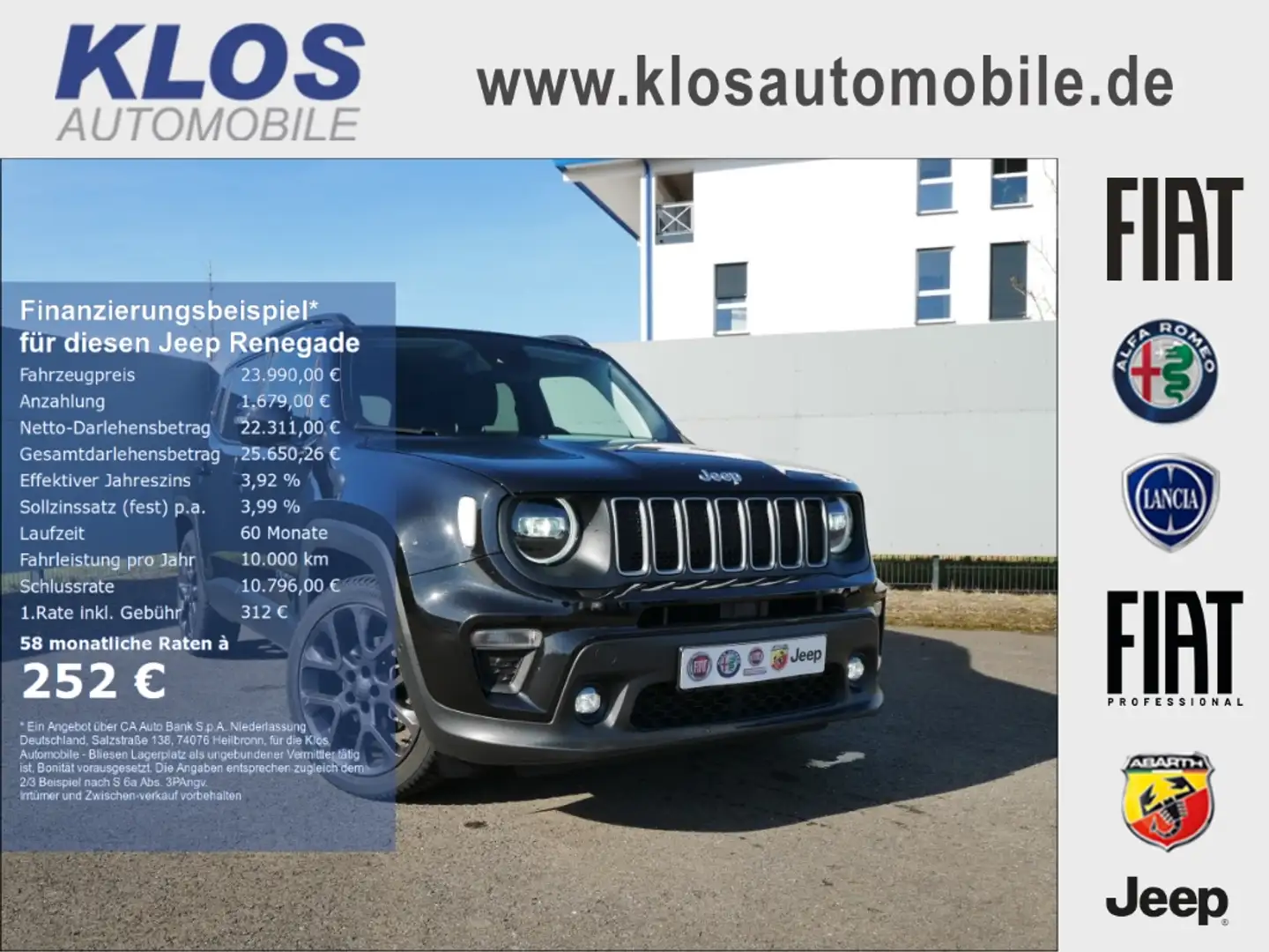 Jeep Renegade S-EDITION e-HYBRID 1.5 GSE T4 48V 130PS DCT 4x2 NA Schwarz - 1