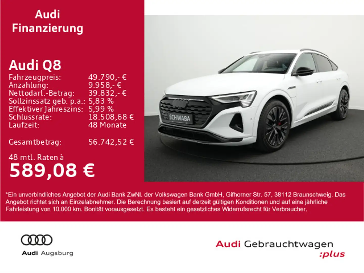 Audi Q8 Sportback 50 e-tron qu. S line*AHK*MATRIX*ACC Weiß - 1