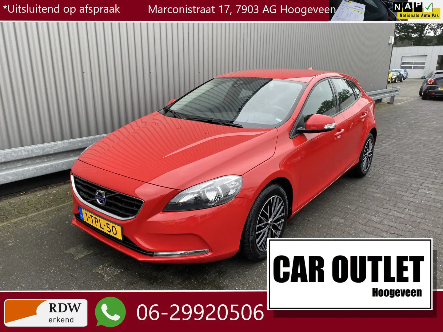 Volvo V40 1.6 T3 Kinetic Clima, CC, PDC & Cam. nw. APK – Inr Rouge - 1