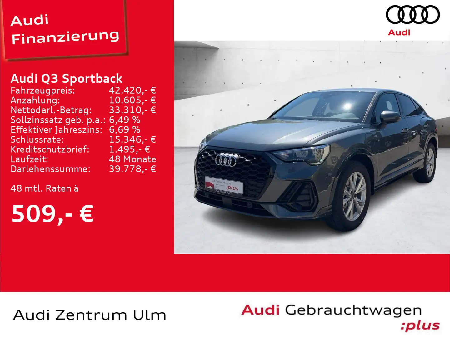 Audi Q3 S-Line 45 TFSI e S tronic AHK NAV+ Gris - 1