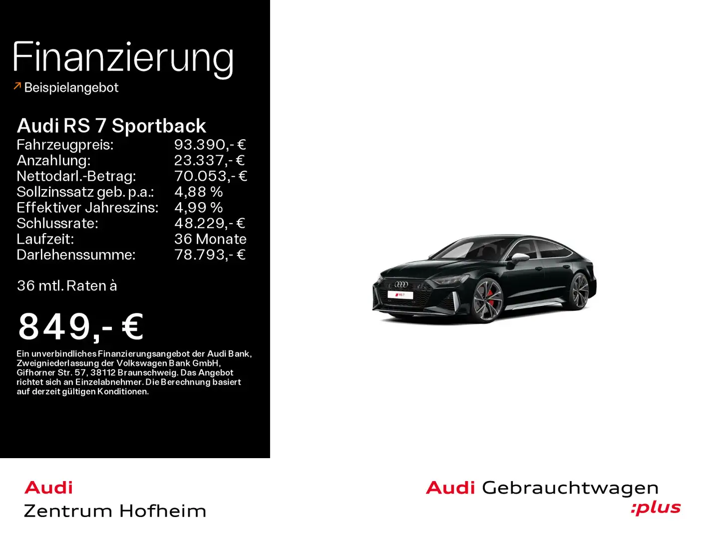 Audi RS7 *Air*B&O*LED*Virtual*Navi+*Tour*Sp Schwarz - 1
