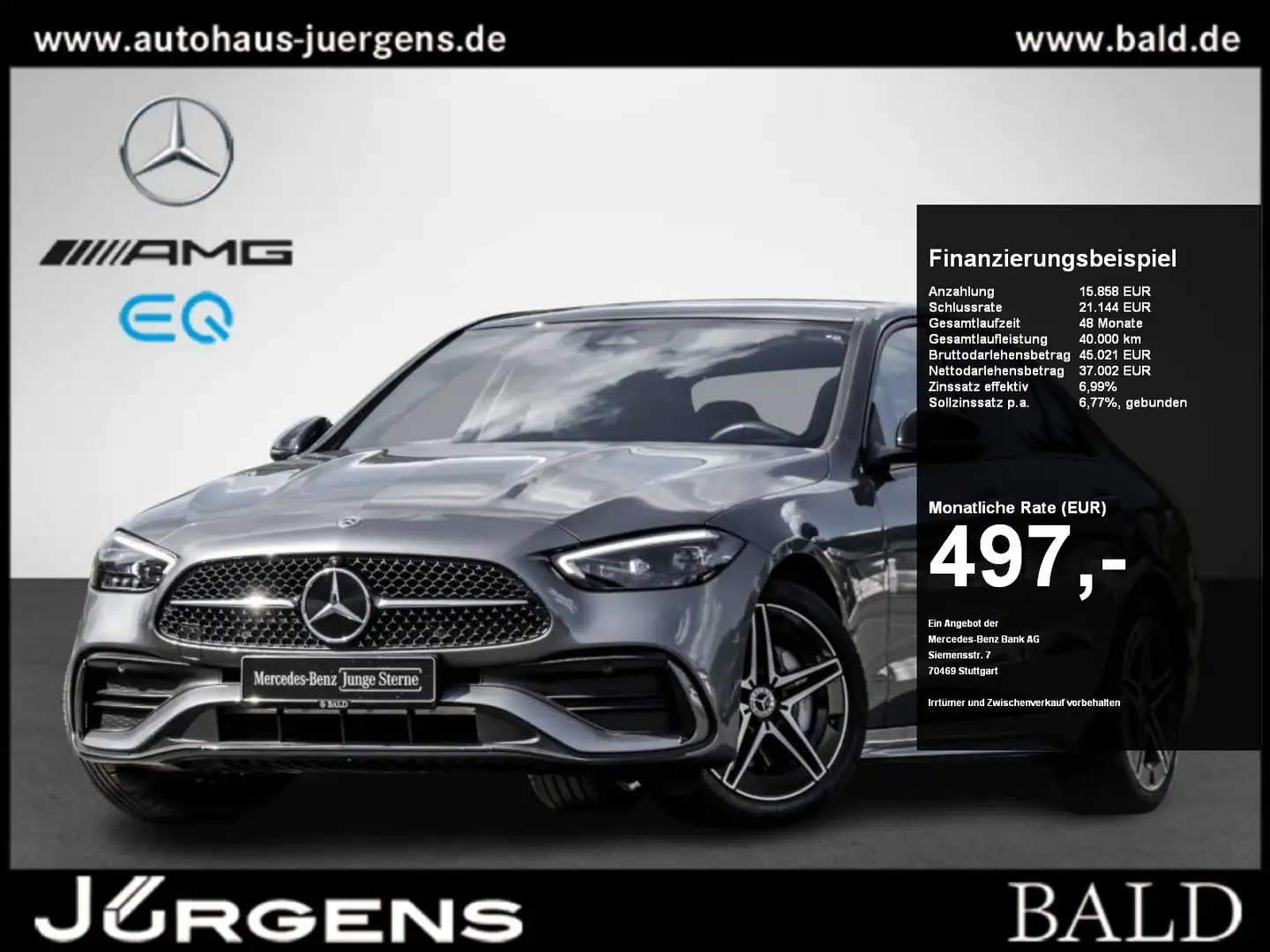 Mercedes-Benz C 300 AMG-Premium/Digital/Pano/360/Memo/Night/18 Grijs - 1