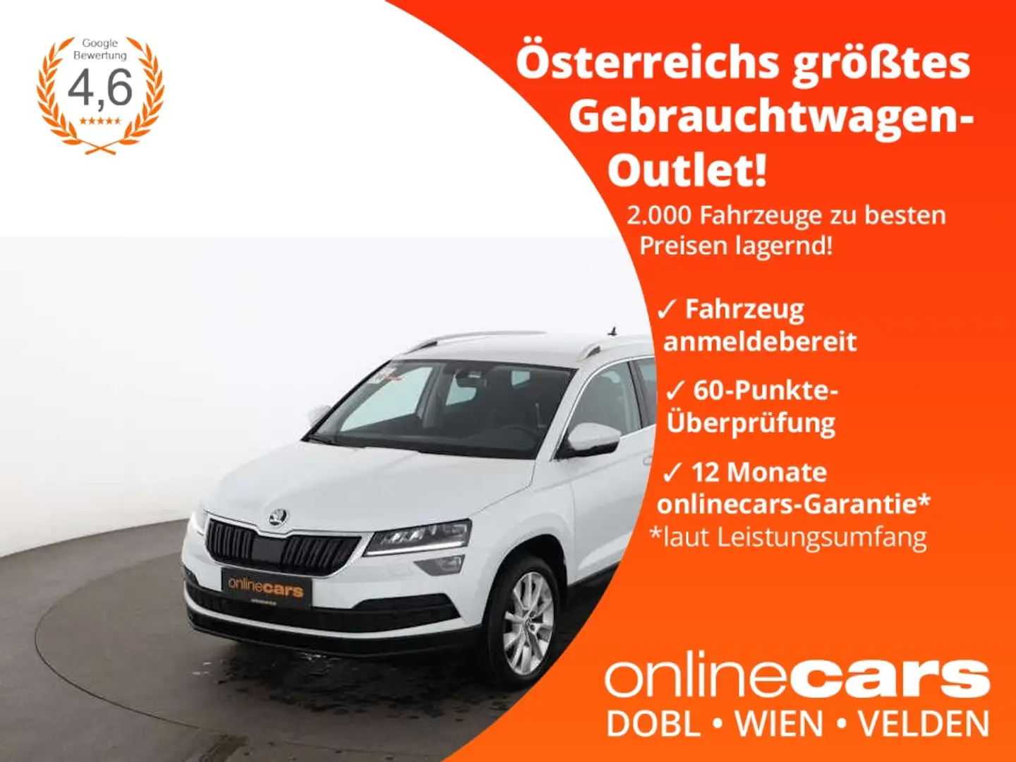 Skoda Karoq 1.6 TDI Style Aut LED AHK RADAR NAVI R-CAM Weiß - 1