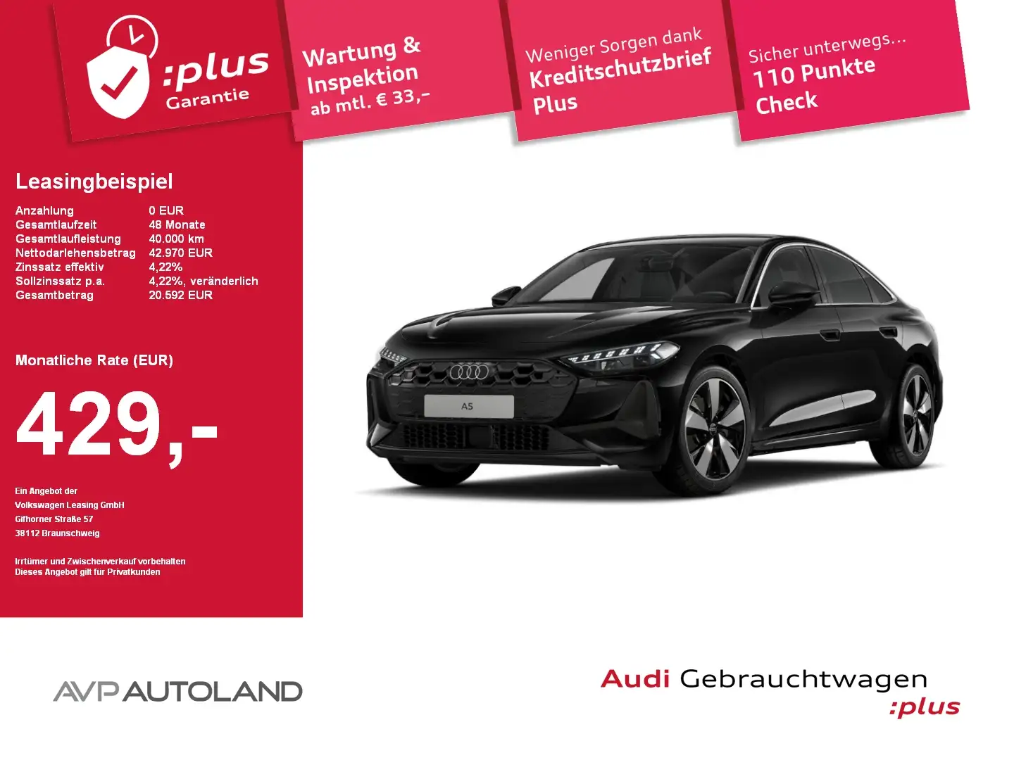 Audi A5 Limousine TFSI S tronic | LED | NAVI | AHK Noir - 1
