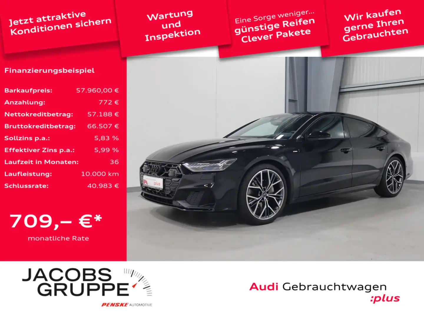 Audi A7 Sportback 45 TFSI S-Line B&O*Pano*Matrix * Schwarz - 1