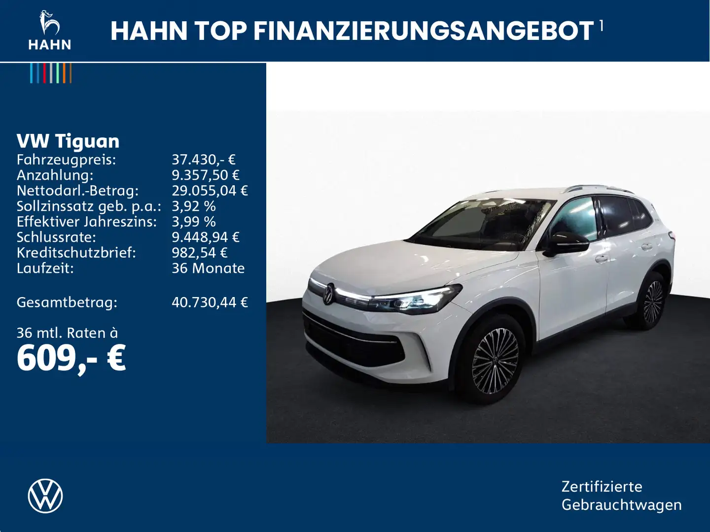 Volkswagen Tiguan 2.0TDI DSG Goal 360° AHK HuD Matrix Navi Weiß - 2