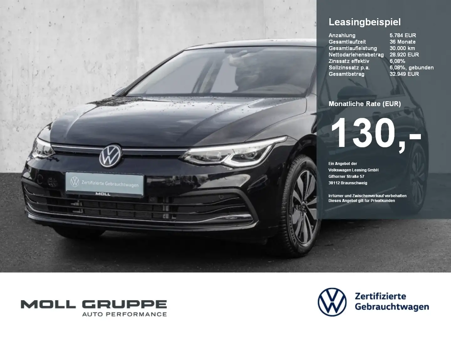 Volkswagen Golf 2.0 TDI DSG Life MOVE NAVI PANO LED ACC Schwarz - 1