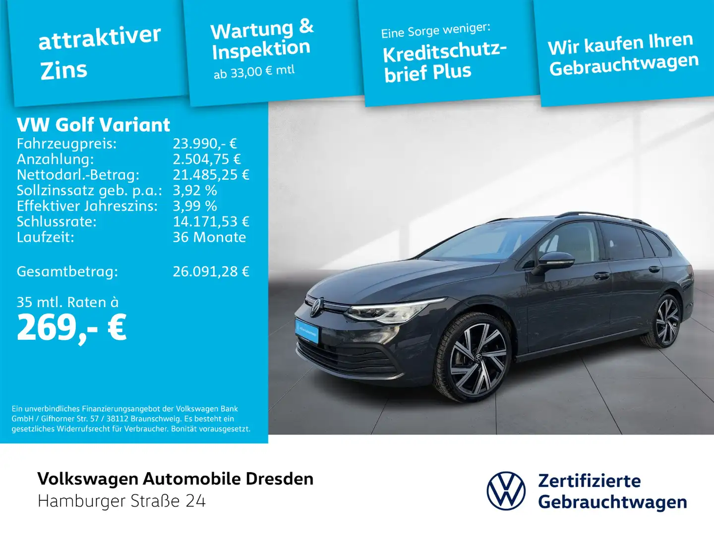 Volkswagen Golf Variant Golf VIII Variant Life 1.5 TSI LED APP TRAVEL Grau - 1