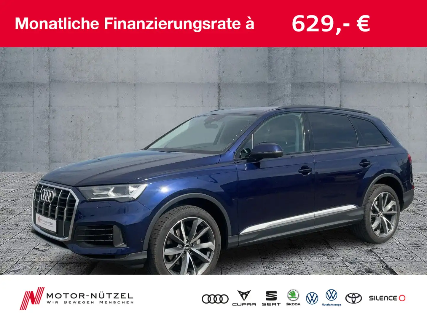 Audi Q7 50 TDI QU LED+NAVI+SHZ+PDC+RFK+GRA+DAB+VC+21" Modrá - 1