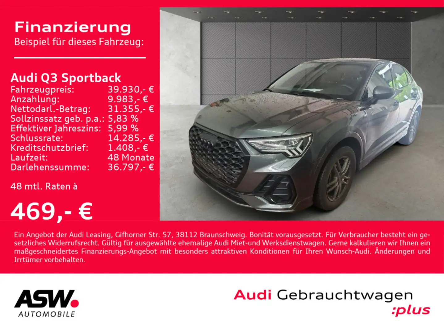 Audi Q3 S line 40TFSI quattr Navi Matrix VC Grau - 1