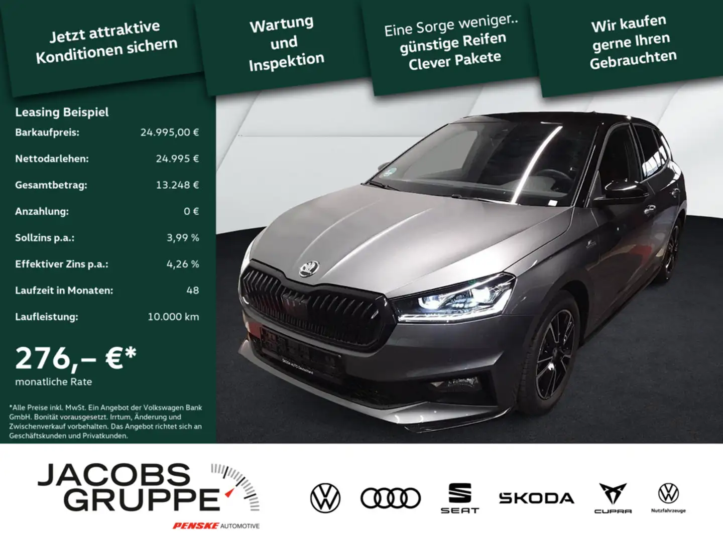 Skoda Fabia 1.0 TSI Monte Carlo Smart Link,Cam,PDC, Grau - 1