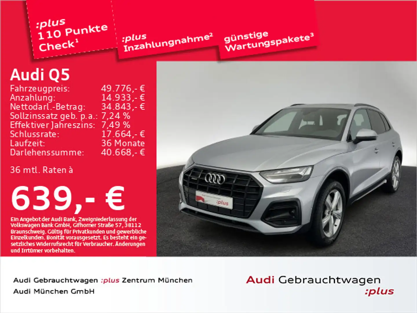 Audi Q5 45 TFSI qu. S tronic advanced Pano/AHK/Kamera Silber - 1