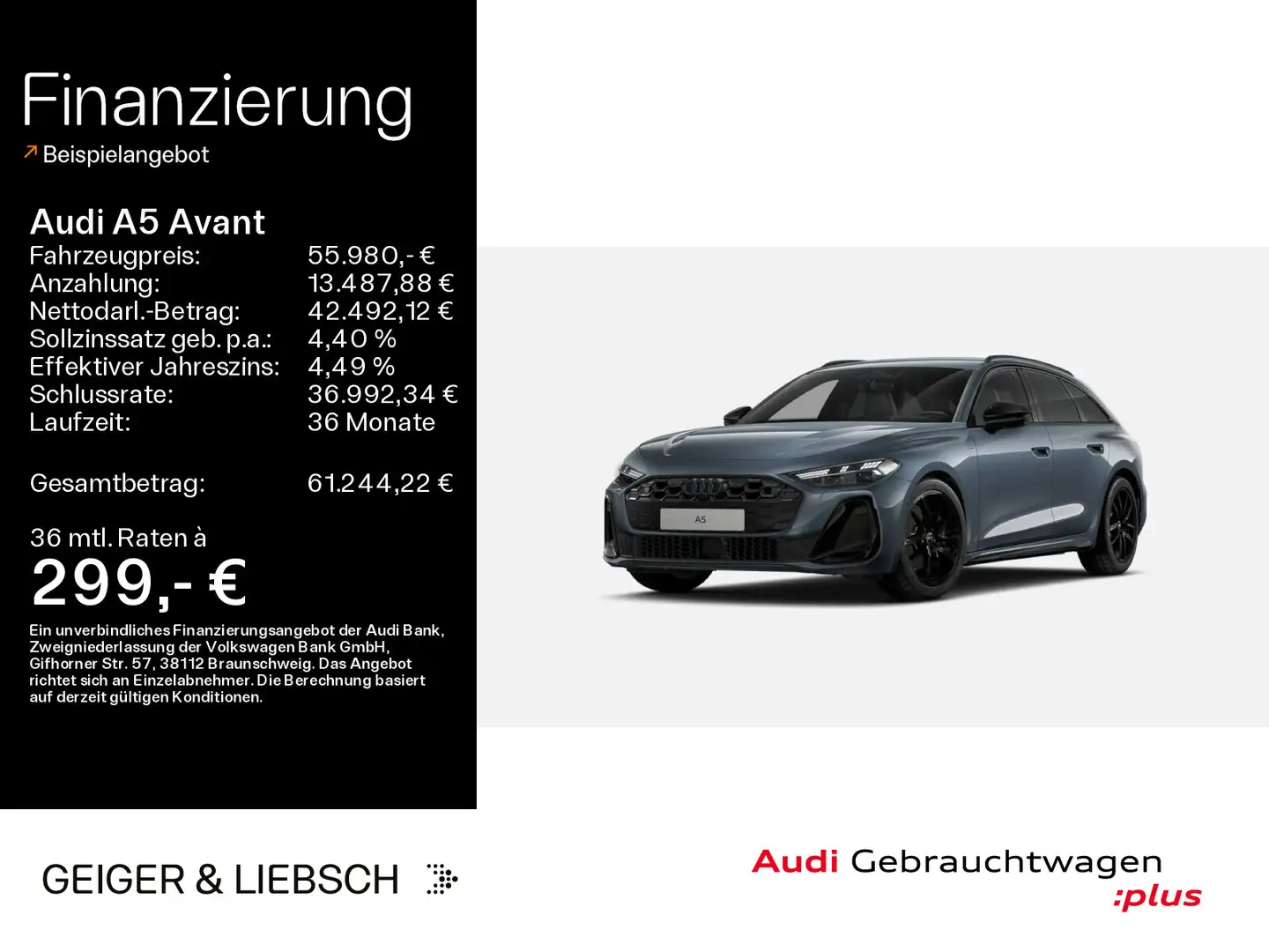 Audi A5 40 TFSI 2x S line S tro*B&O*HUD*Standh* Blau - 1