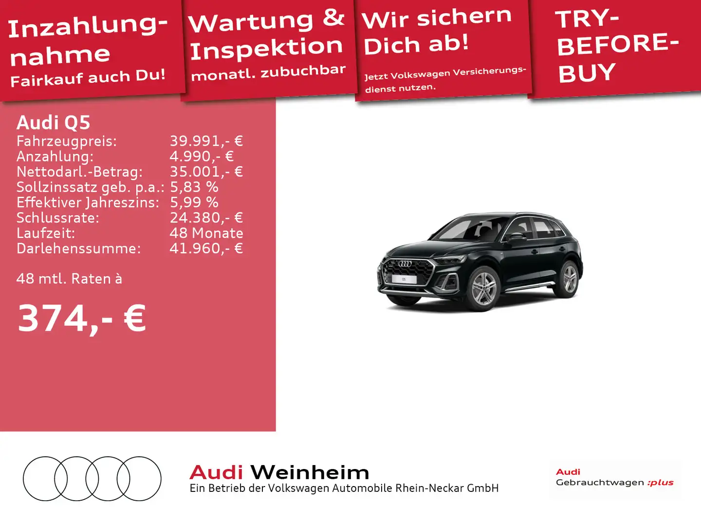 Audi Q5 40 TDI quattro S-Line LED Kamera Navi S-troni Schwarz - 1