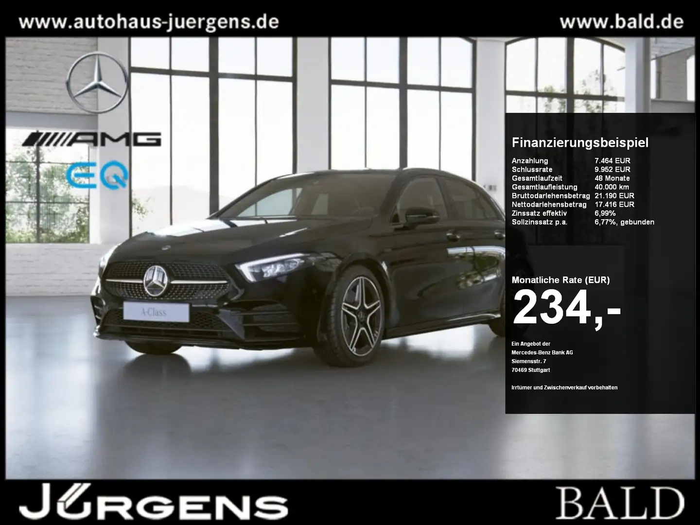 Mercedes-Benz A 250 e Kompaktlimousine +AMG+MBUX+LED+Wide+AUT Negru - 1