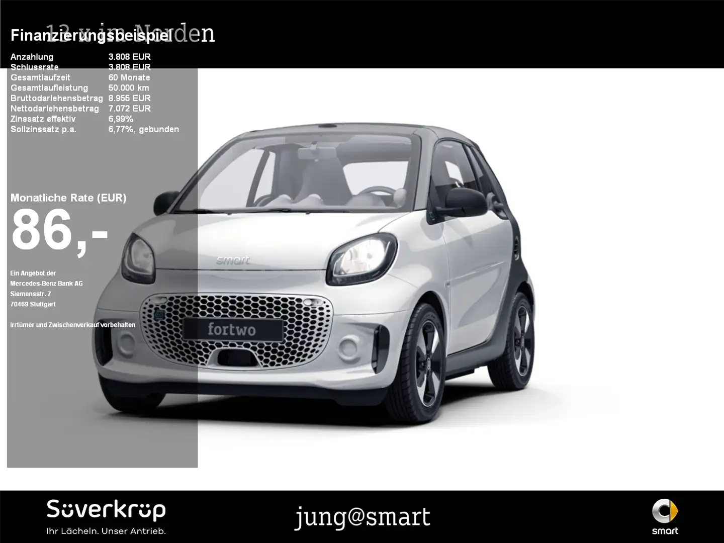 smart forTwo EQ  cabrio SPUR SHZ Weiß - 1