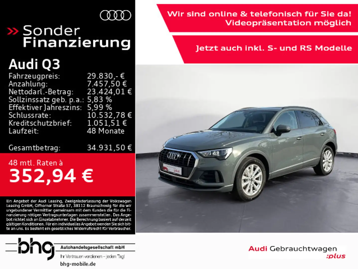 Audi Q3 45 TFSIe LED/ACC/Navi/Interface/Kamera/uvm. Grau - 1