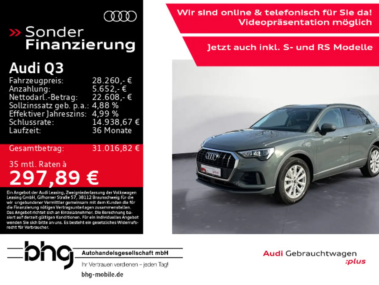 Audi Q3 45 TFSIe LED/ACC/Navi/Interface/Kamera/uvm. Grau - 1